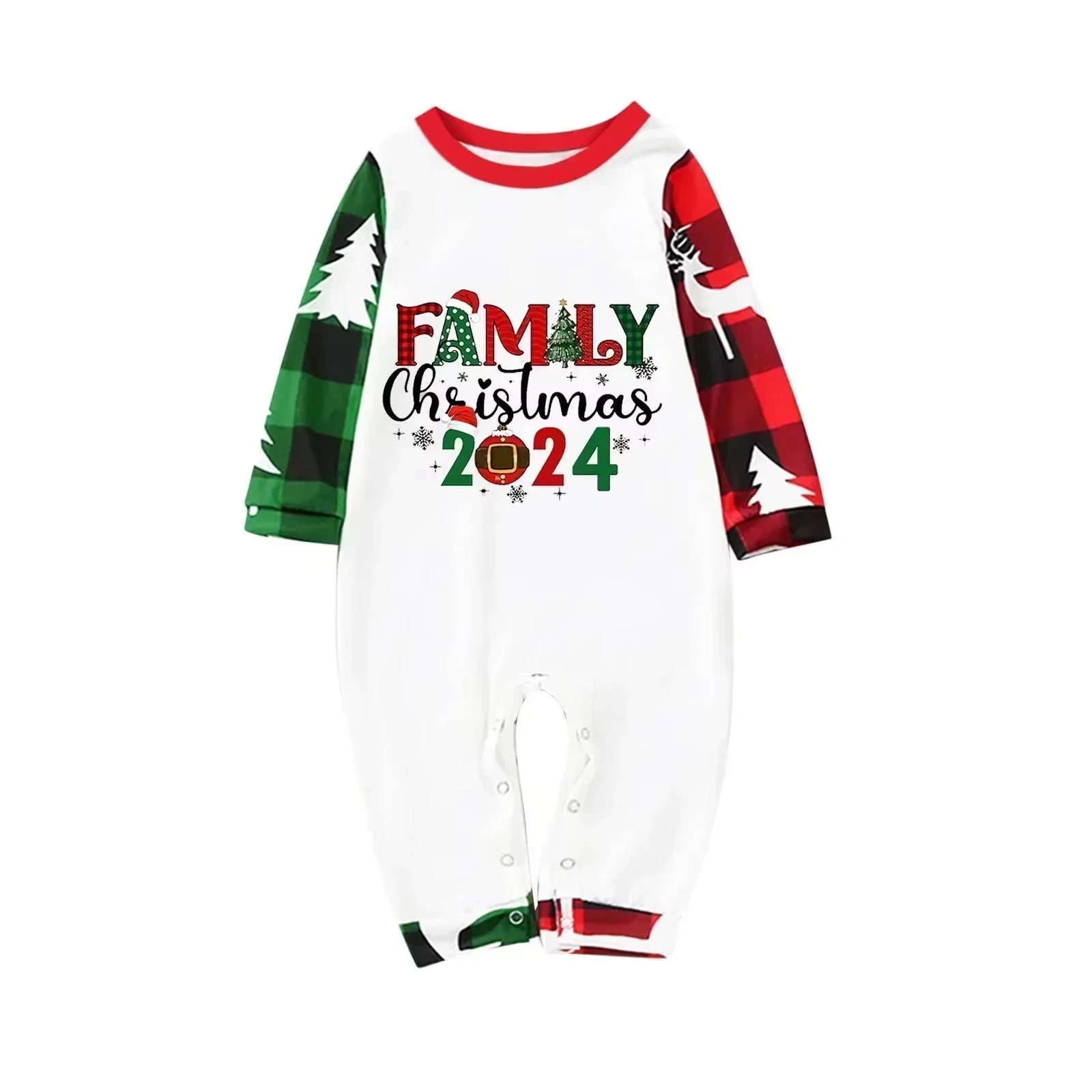 Christmas 2024 Matching Family Outfits Patchwork All over Print Pajamas Set Mom Dad Kids Sleepwear Baby Romper Xmas Look Pyjamas