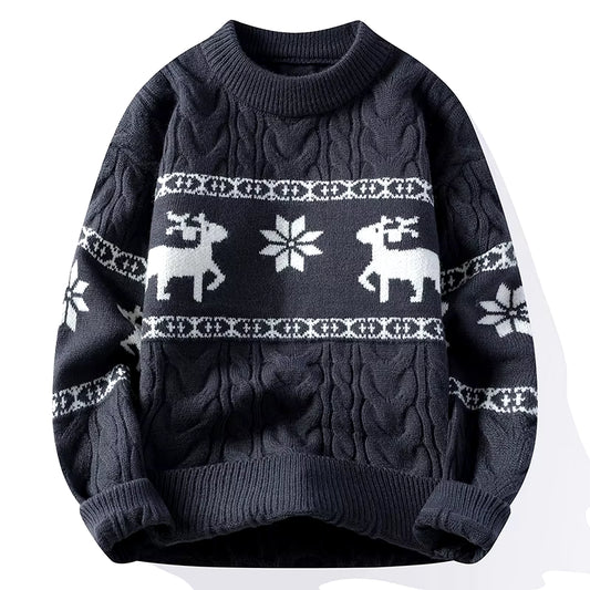 2024 New Fall Winter High End Luxury Cashmere Sweater Men Thick Warm Mens Sweaters with Deer Korean Harajuku Christmas Jumper