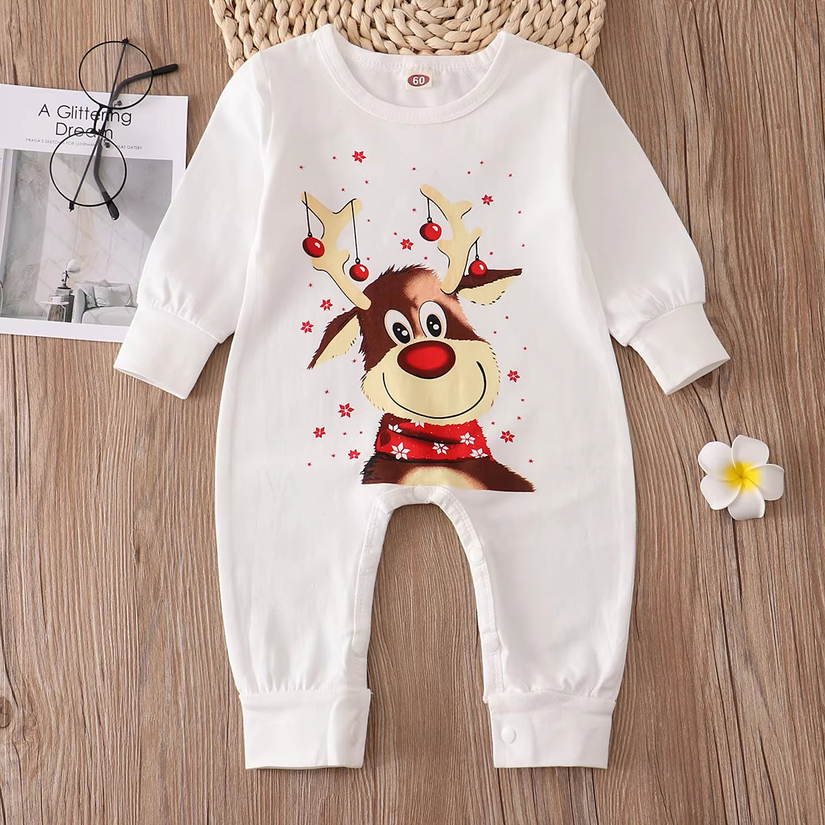 Xmas Family Matching Pajamas Set Cute Deer Adult Kid Baby Family Matching Outfits 2022 Christmas Family Pj'S Dog Clothes Scarf