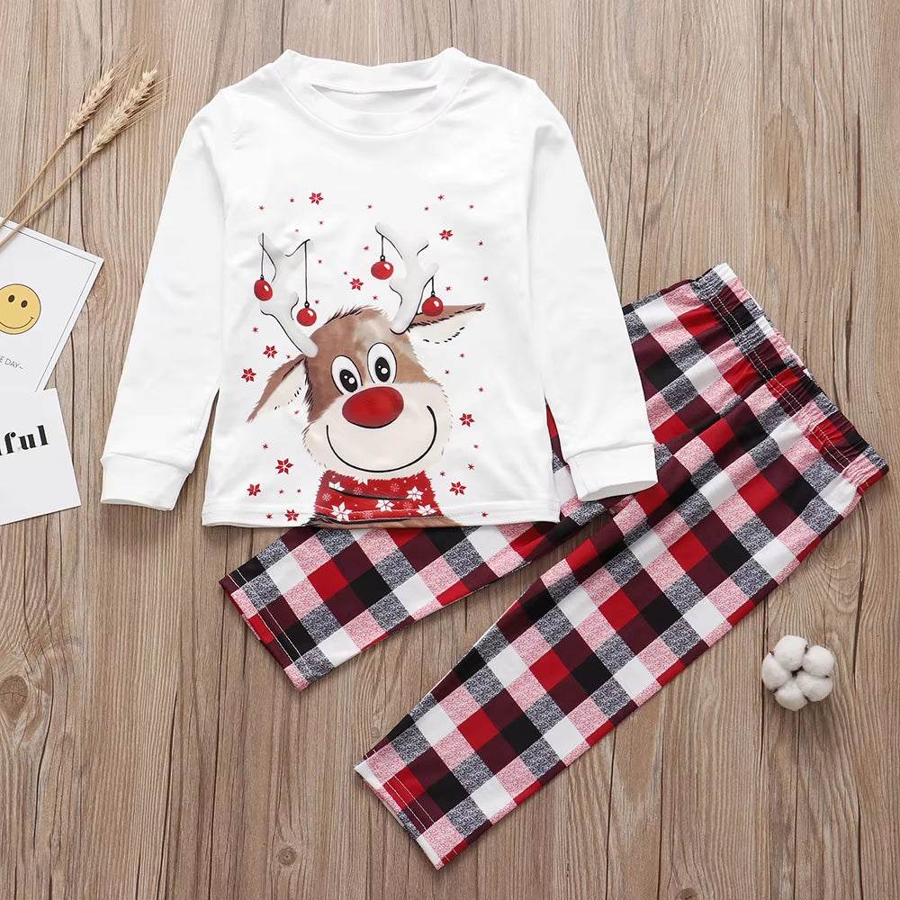 Xmas Family Matching Pajamas Set Cute Deer Adult Kid Baby Family Matching Outfits 2022 Christmas Family Pj'S Dog Clothes Scarf