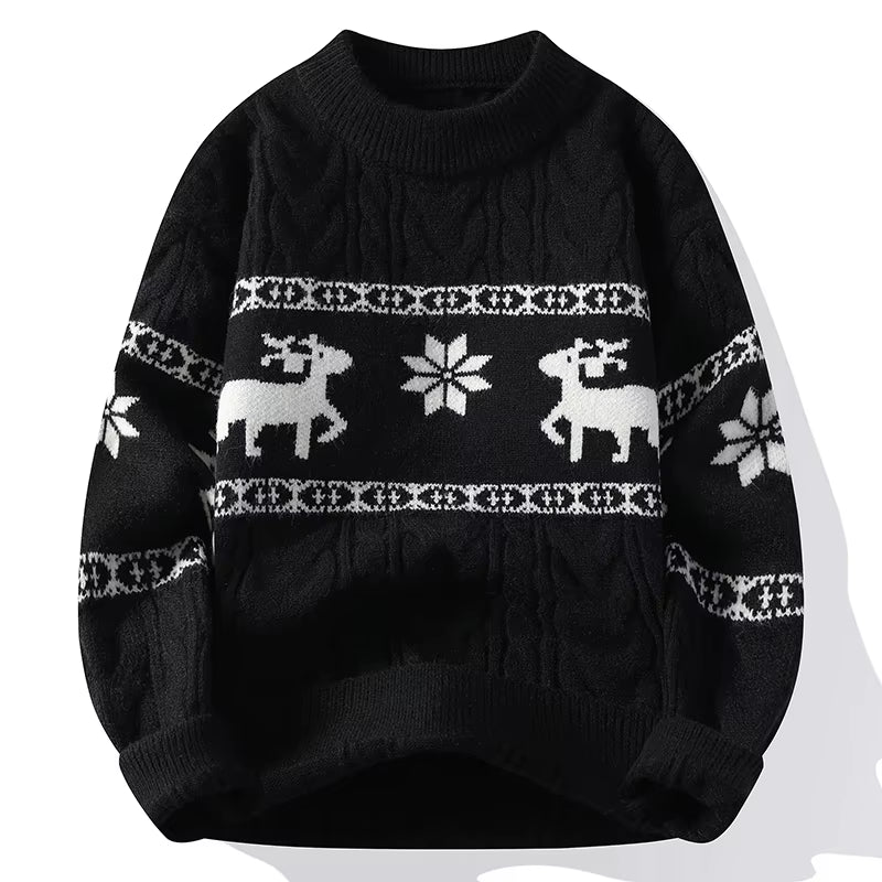 2024 New Fall Winter High End Luxury Cashmere Sweater Men Thick Warm Mens Sweaters with Deer Korean Harajuku Christmas Jumper