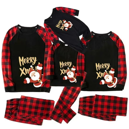 Merry Xmas 2024 Family Matching Outfits Santa Claus Print Mom Dad Kids Clothing Set Sleepwear Baby&Dog Romper Christmas Pajamas