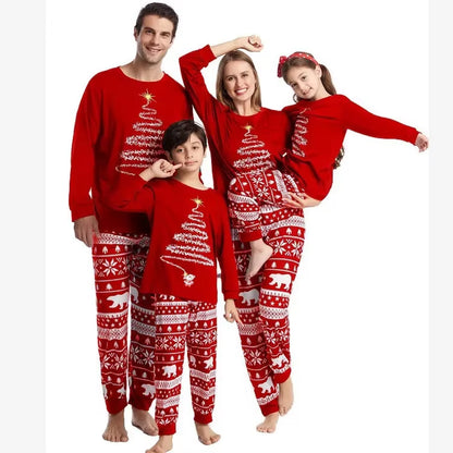 2024 New Firework Print Adults Kids Matching Outfits Christmas Pajamas Set Warm Soft Sleepwear Baby&Dog Romper Family Look Pjs