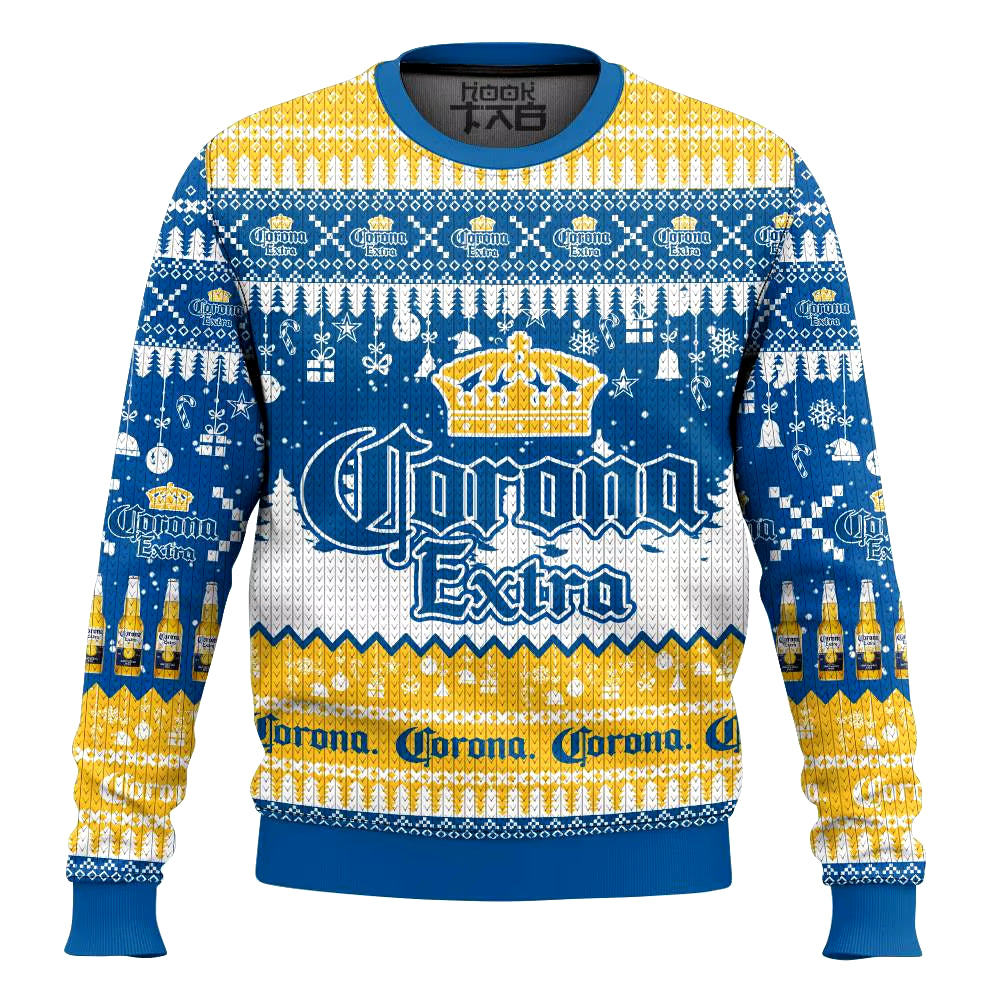 2025 New CORONA EXTRA Christmas Gift Ugly Sweater Hot Selling Merry Christmas Fashion 3D Printed Oversized O-Neck Pullover Shirt